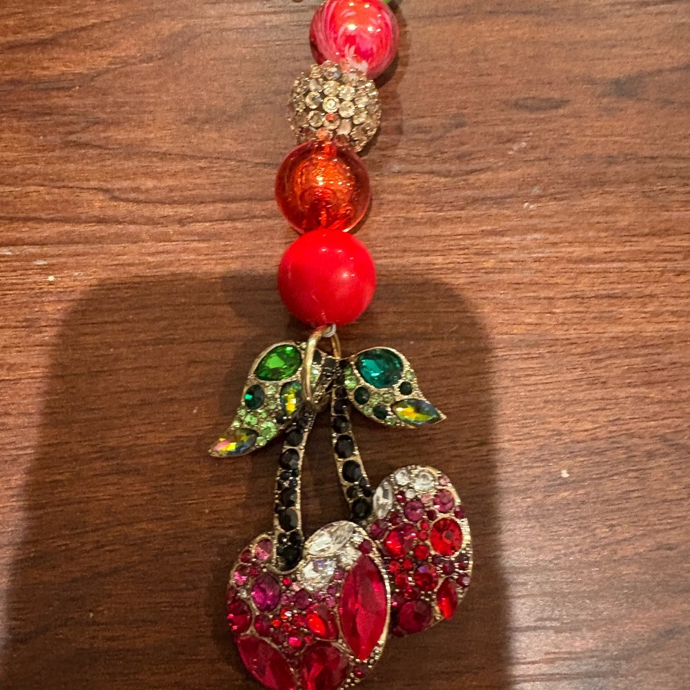Elegant Cherry Pendant Bag Charm